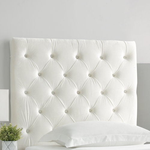 DormCo Tufted Velvet Plush College Dorm Headboard White With Legs